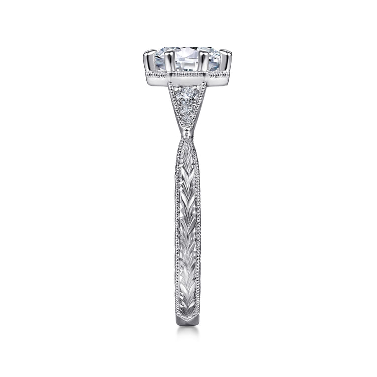 Sanna - Platinum Vintage Inspired Round Diamond Channel Set Engagement Ring