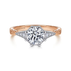 Sanna - Vintage Inspired 14K White-Rose Gold Round Diamond Engagement Ring