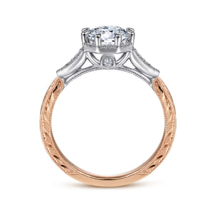 Sanna - Vintage Inspired 14K White-Rose Gold Round Diamond Engagement Ring
