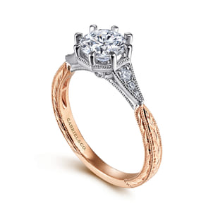 Sanna - Vintage Inspired 14K White-Rose Gold Round Diamond Engagement Ring
