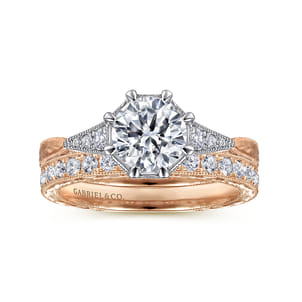 Sanna - Vintage Inspired 14K White-Rose Gold Round Diamond Engagement Ring