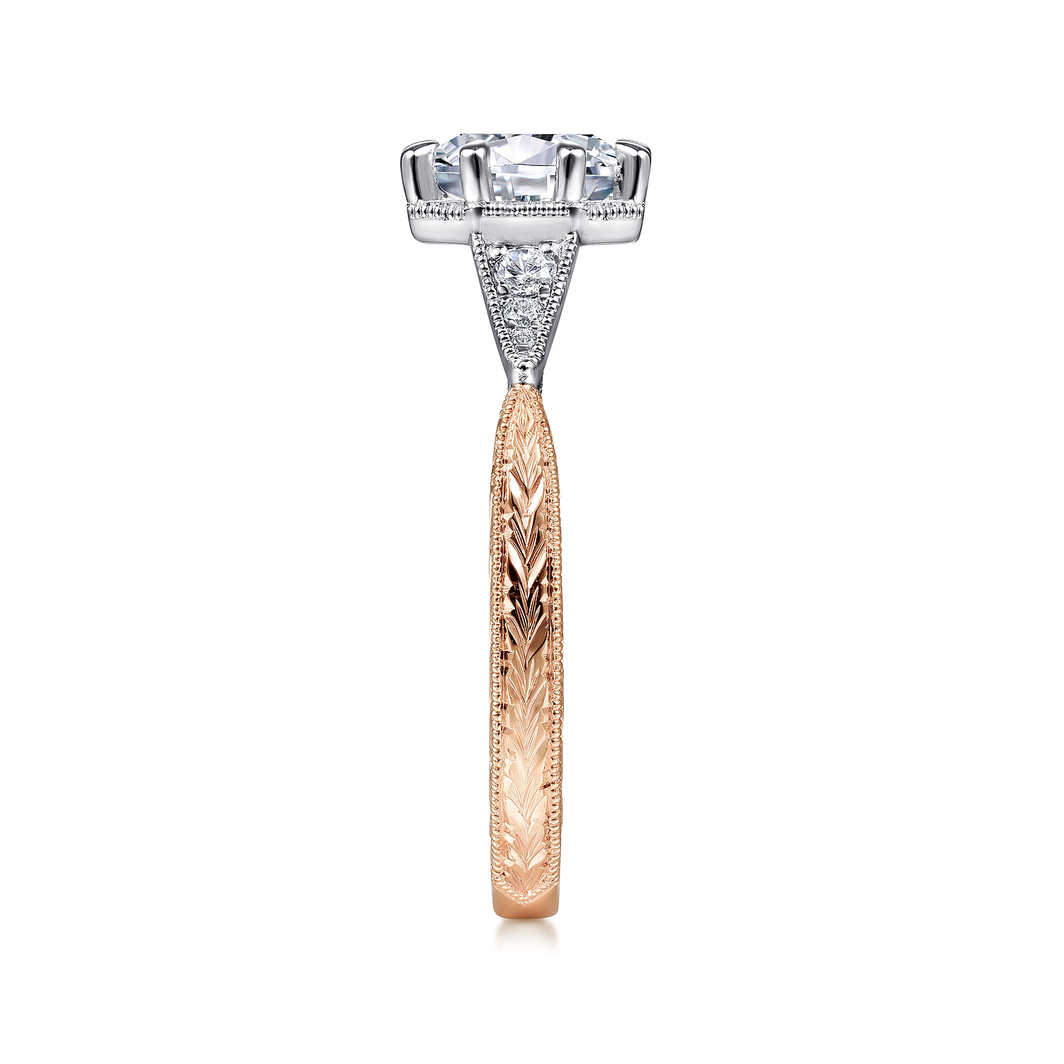 Sanna - Vintage Inspired 14K White-Rose Gold Round Diamond Engagement Ring