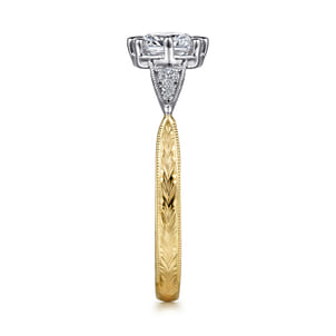 Sanna - Vintage Inspired 14K White-Yellow Gold Cushion Cut Diamond Engagement Ring