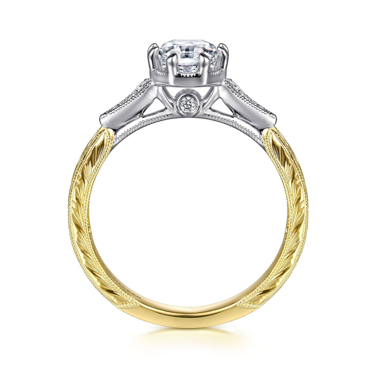 Sanna - Vintage Inspired 14K White-Yellow Gold Oval Diamond Engagement Ring