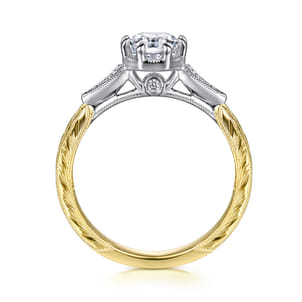 Sanna - Vintage Inspired 14K White-Yellow Gold Oval Diamond Engagement Ring