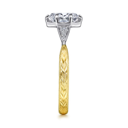 Sanna - Vintage Inspired 14K White-Yellow Gold Oval Diamond Engagement Ring