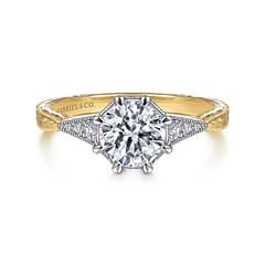 Sanna - Vintage Inspired 14K White-Yellow Gold Round Diamond Channel Set Engagement Ring