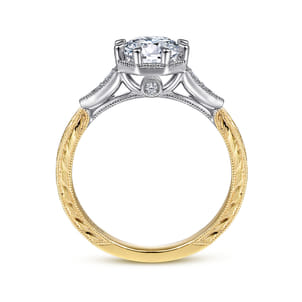 Sanna - Vintage Inspired 14K White-Yellow Gold Round Diamond Channel Set Engagement Ring