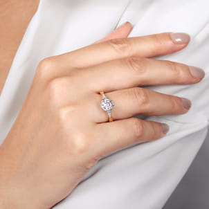 Sanna - Vintage Inspired 14K White-Yellow Gold Round Diamond Channel Set Engagement Ring