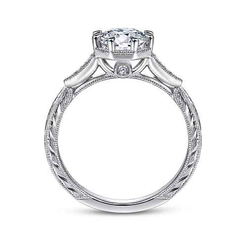 Sanna - Platinum 1 Carat Round Straight Natural Diamond Engagement Ring ...