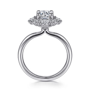 Saralynn - 14K White Gold Bursting Halo Round Diamond Engagement Ring