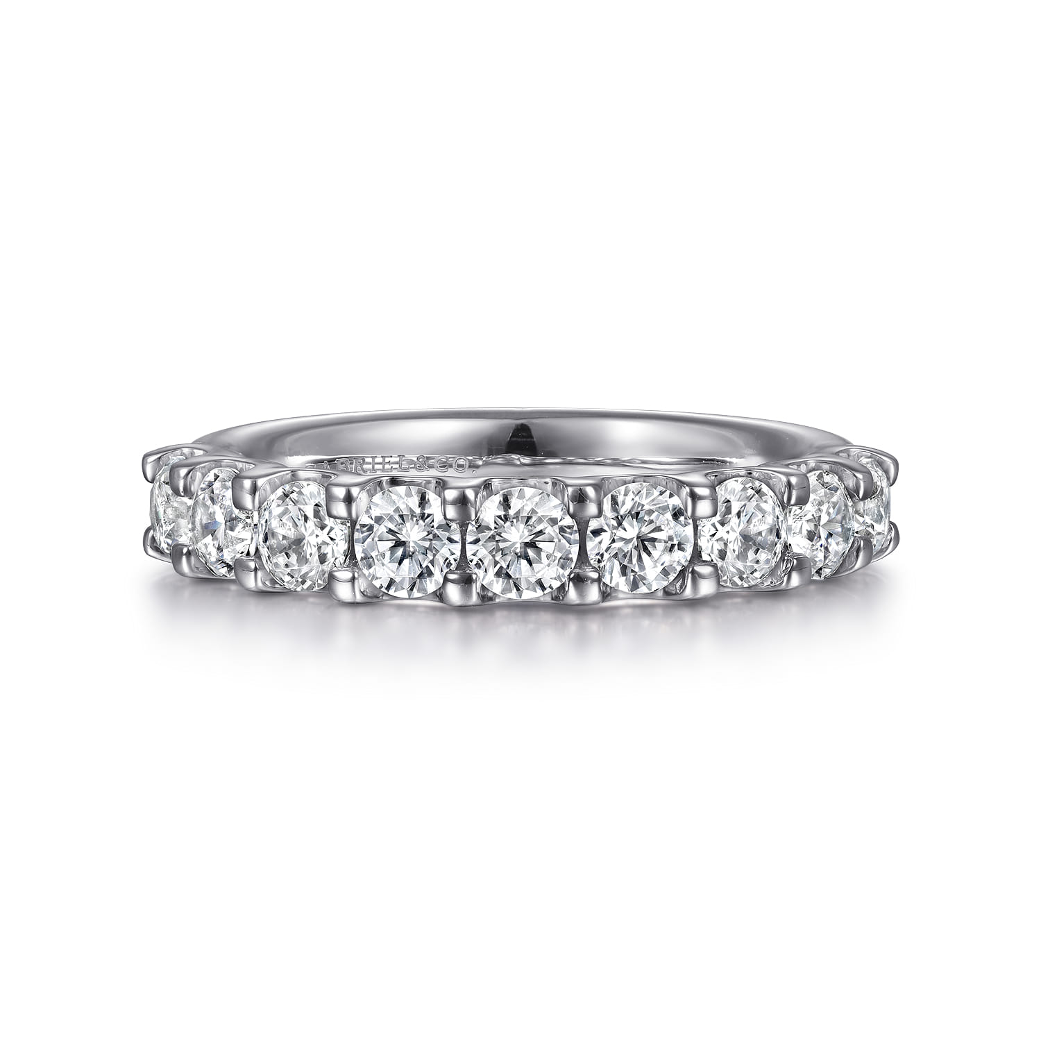 Straight Wedding Ring in 14k White Gold with Round Natural Diamond at Gabriel & Co. - Shot 1
