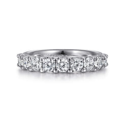 Sardegna - 14K White Gold 9 Stone Shared Prong Round Diamond Anniversary Band