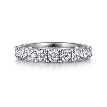 Sardegna - 14K White Gold 9 Stone Shared Prong Round Diamond Anniversary Band