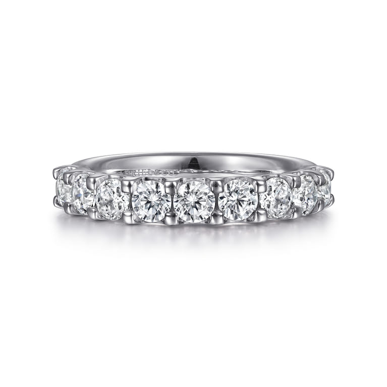 Straight Wedding Ring in 14k White Gold with Round Natural Diamond at Gabriel & Co. - Shot 1