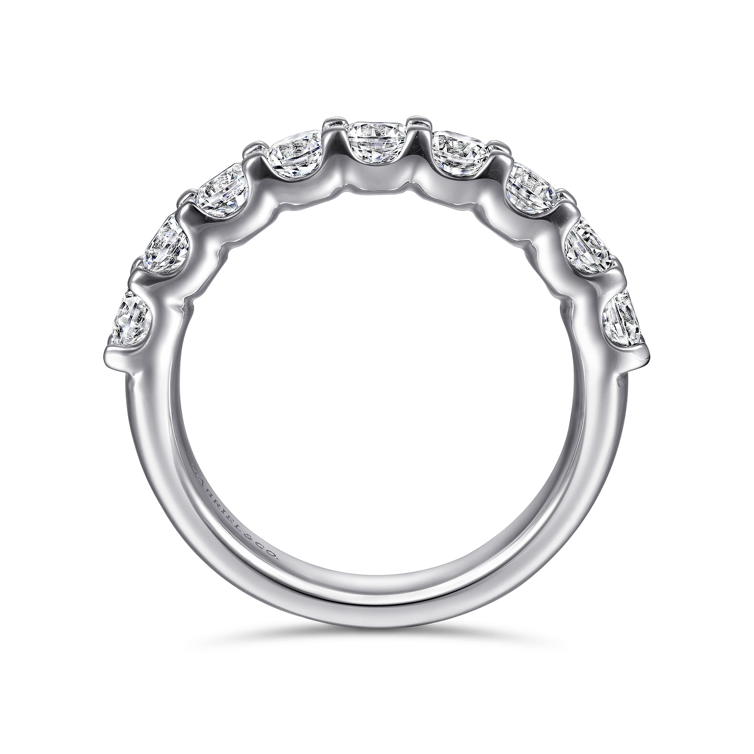Straight Wedding Ring in 14k White Gold with Round Natural Diamond at Gabriel & Co. - Shot 2