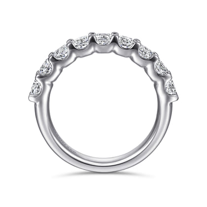 Sardegna - 14K White Gold 9 Stone Shared Prong Round Diamond Anniversary Band