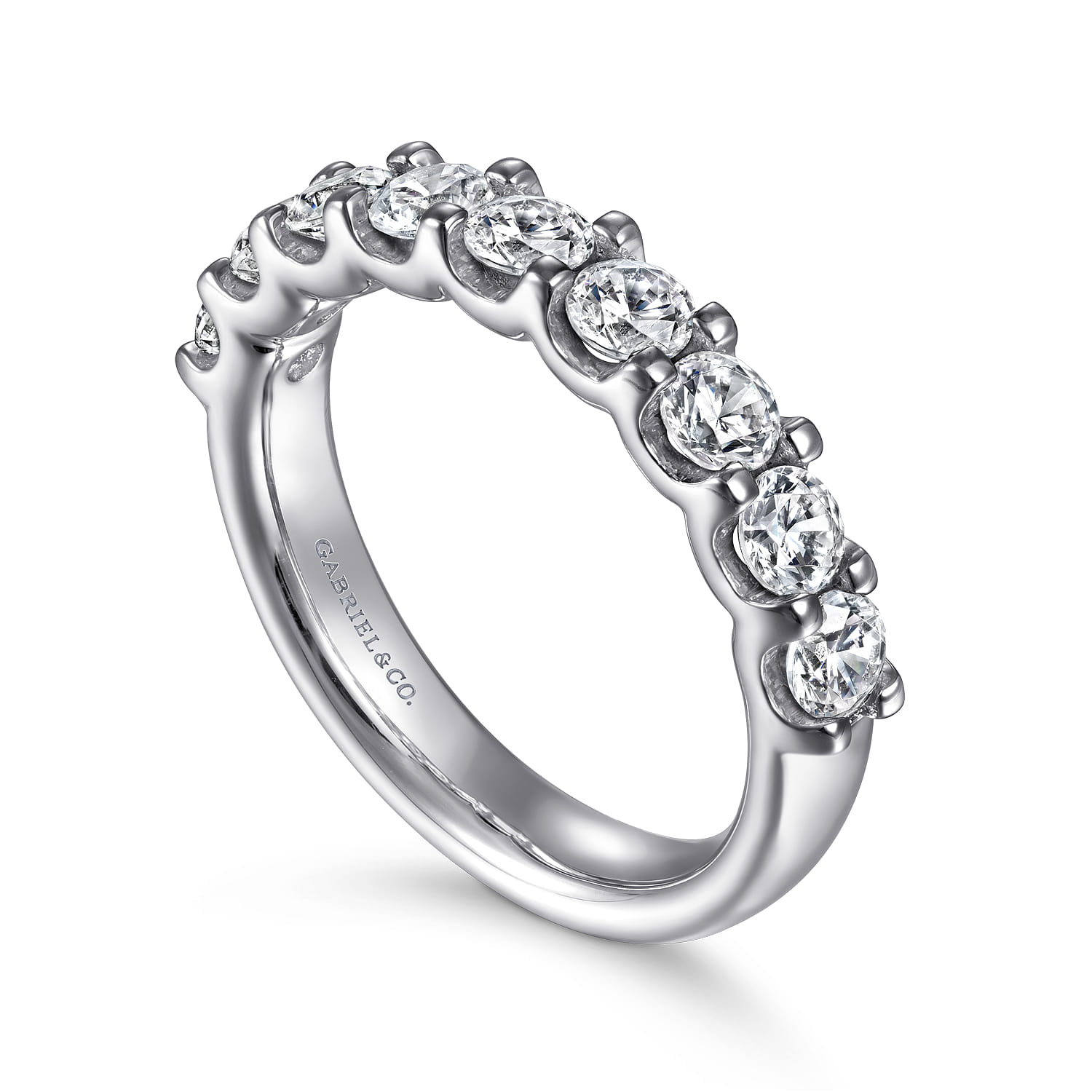 Straight Wedding Ring in 14k White Gold with Round Natural Diamond at Gabriel & Co. - Shot 3