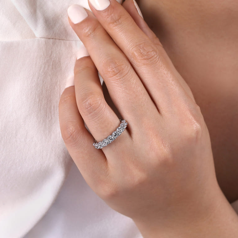 Straight Wedding Ring in 14k White Gold with Round Natural Diamond at Gabriel & Co. - Shot 5