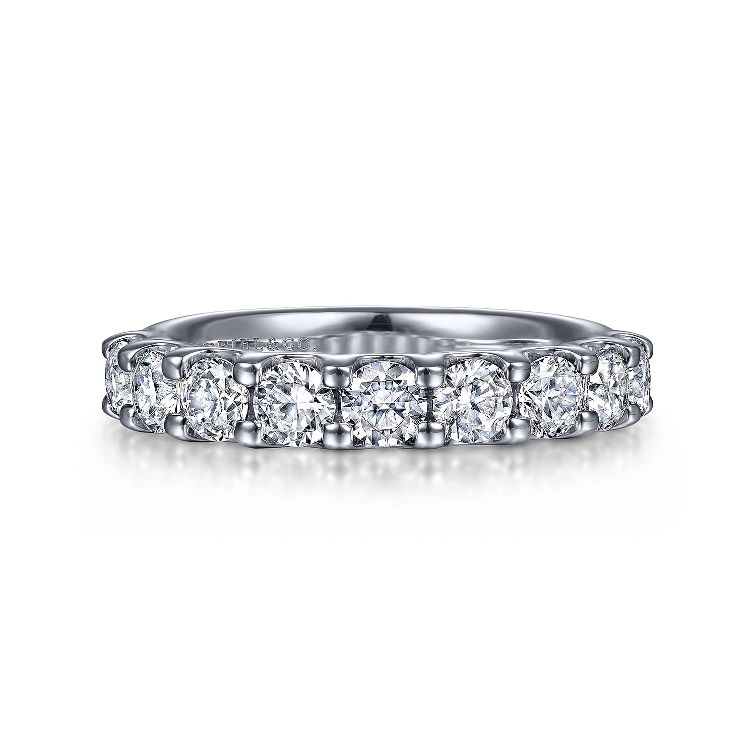 Straight Wedding Ring in 14k White Gold with Round Natural Diamond at Gabriel & Co. - Shot 1