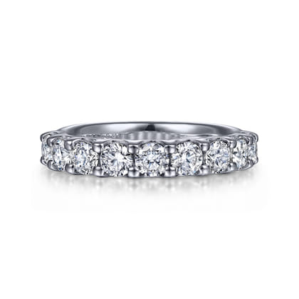 Sardegna - 14K White Gold 9 Stone Shared Prong Round Diamond Anniversary Band