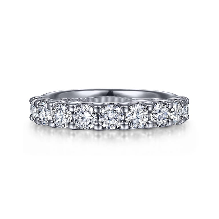 Straight Wedding Ring in 14k White Gold with Round Natural Diamond at Gabriel & Co. - Shot 1