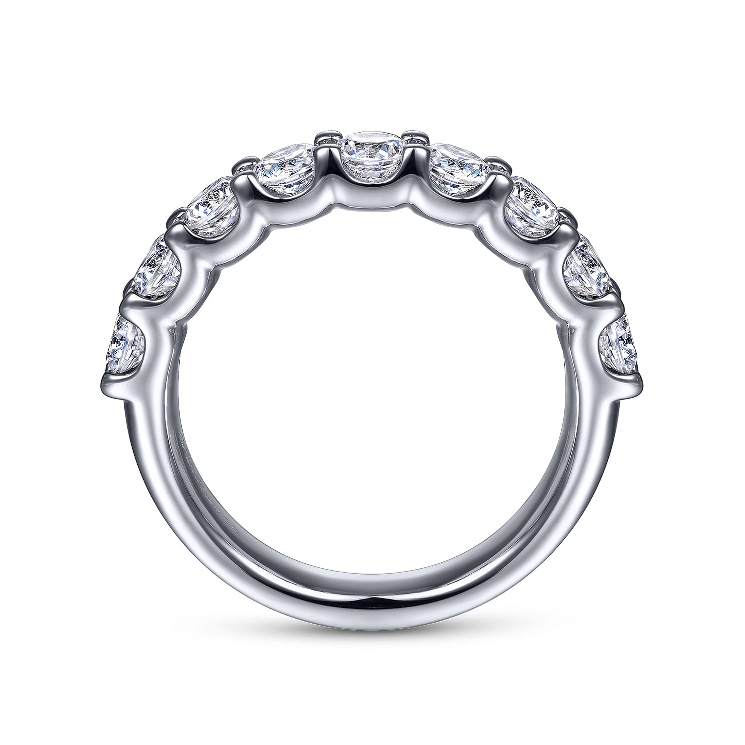 Straight Wedding Ring in 14k White Gold with Round Natural Diamond at Gabriel & Co. - Shot 2