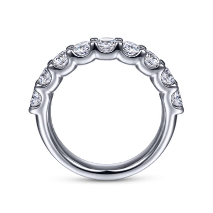 Sardegna - 14K White Gold 9 Stone Shared Prong Round Diamond Anniversary Band