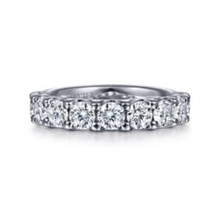 14K White Gold 9 Stone Shared Prong Round Diamond Anniversary Band