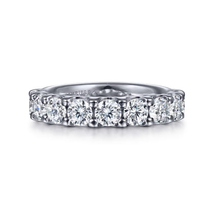 Sardegna - 14K White Gold 9 Stone Shared Prong Round Diamond Anniversary Band