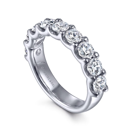 Sardegna - 14K White Gold 9 Stone Shared Prong Round Diamond Anniversary Band