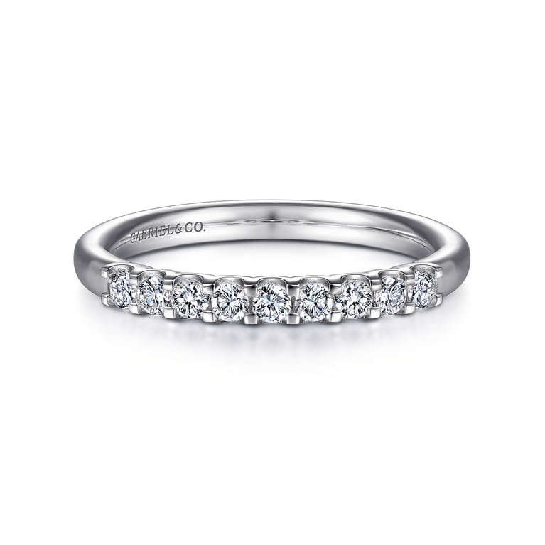Straight Wedding Ring in 14k White Gold with Round Natural Diamond at Gabriel & Co. - Shot 1