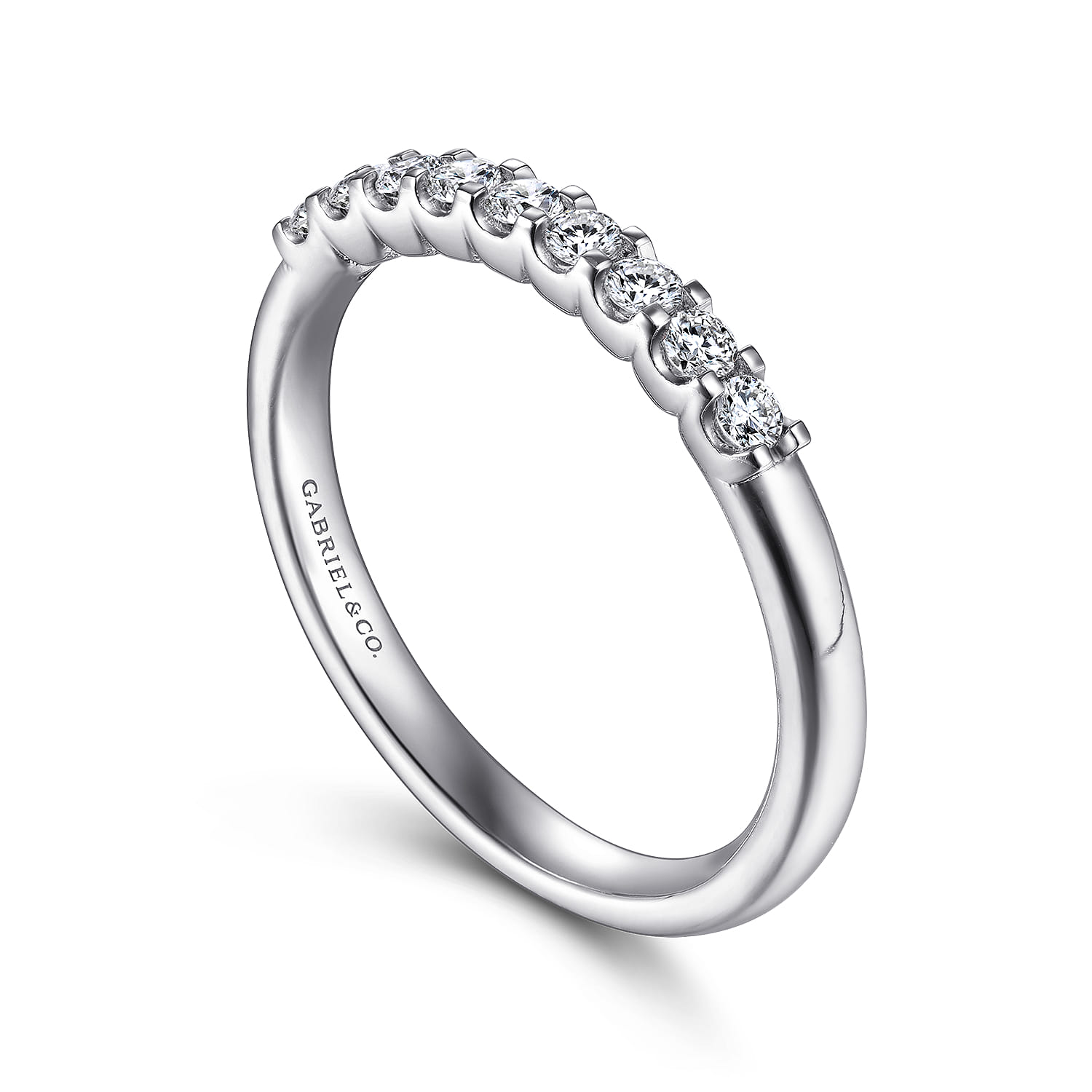Straight Wedding Ring in 14k White Gold with Round Natural Diamond at Gabriel & Co. - Shot 3