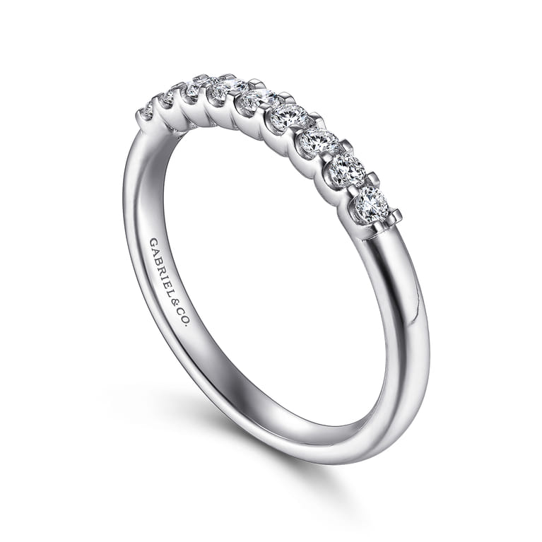 Straight Wedding Ring in 14k White Gold with Round Natural Diamond at Gabriel & Co. - Shot 3
