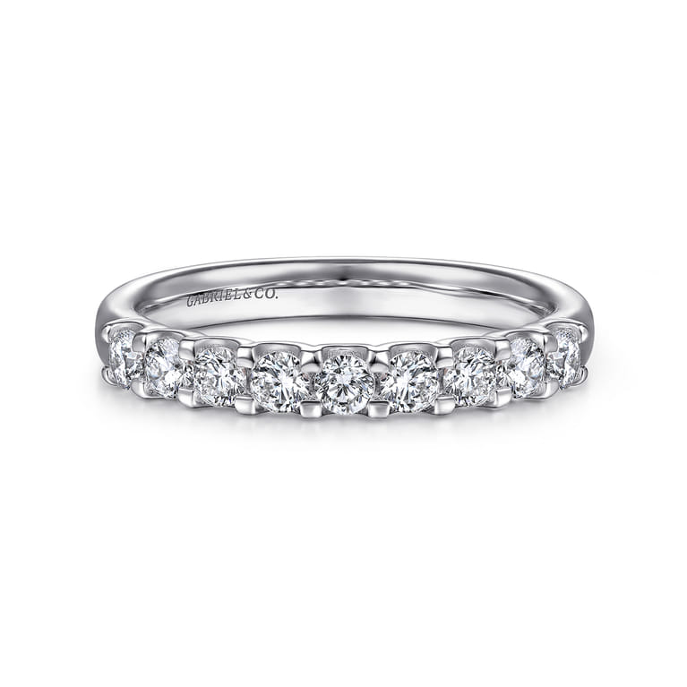 Straight Wedding Ring in 14k White Gold with Round Natural Diamond at Gabriel & Co. - Shot 1