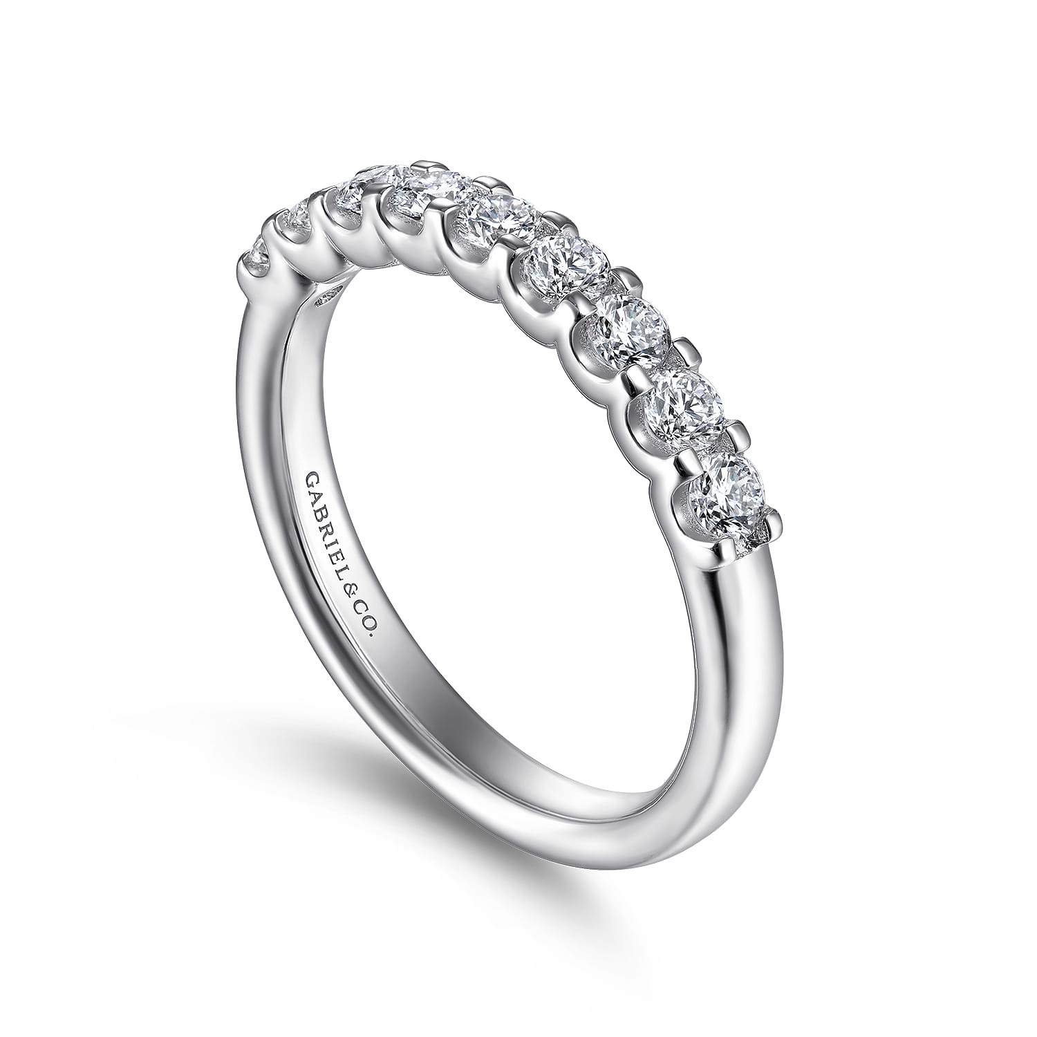 Straight Wedding Ring in 14k White Gold with Round Natural Diamond at Gabriel & Co. - Shot 3