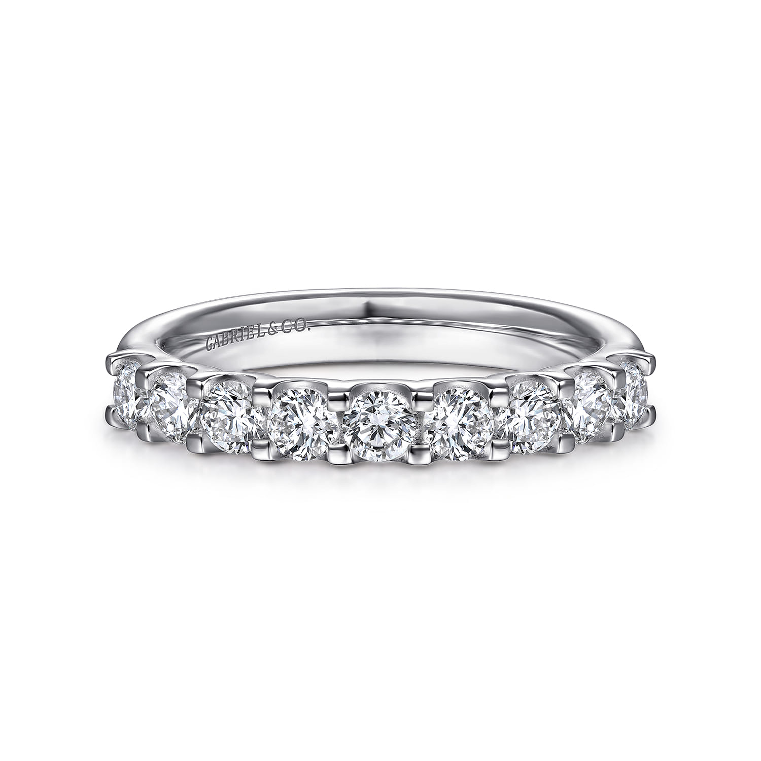 Straight Wedding Ring in 14k White Gold with Round Natural Diamond at Gabriel & Co. - Shot 1