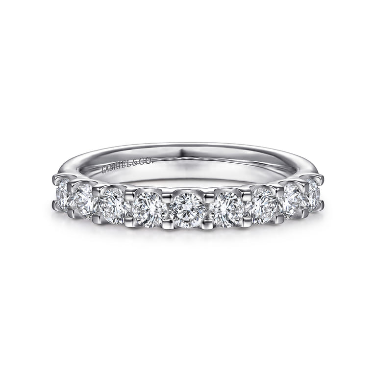 Straight Wedding Ring in 14k White Gold with Round Natural Diamond at Gabriel & Co. - Shot 1