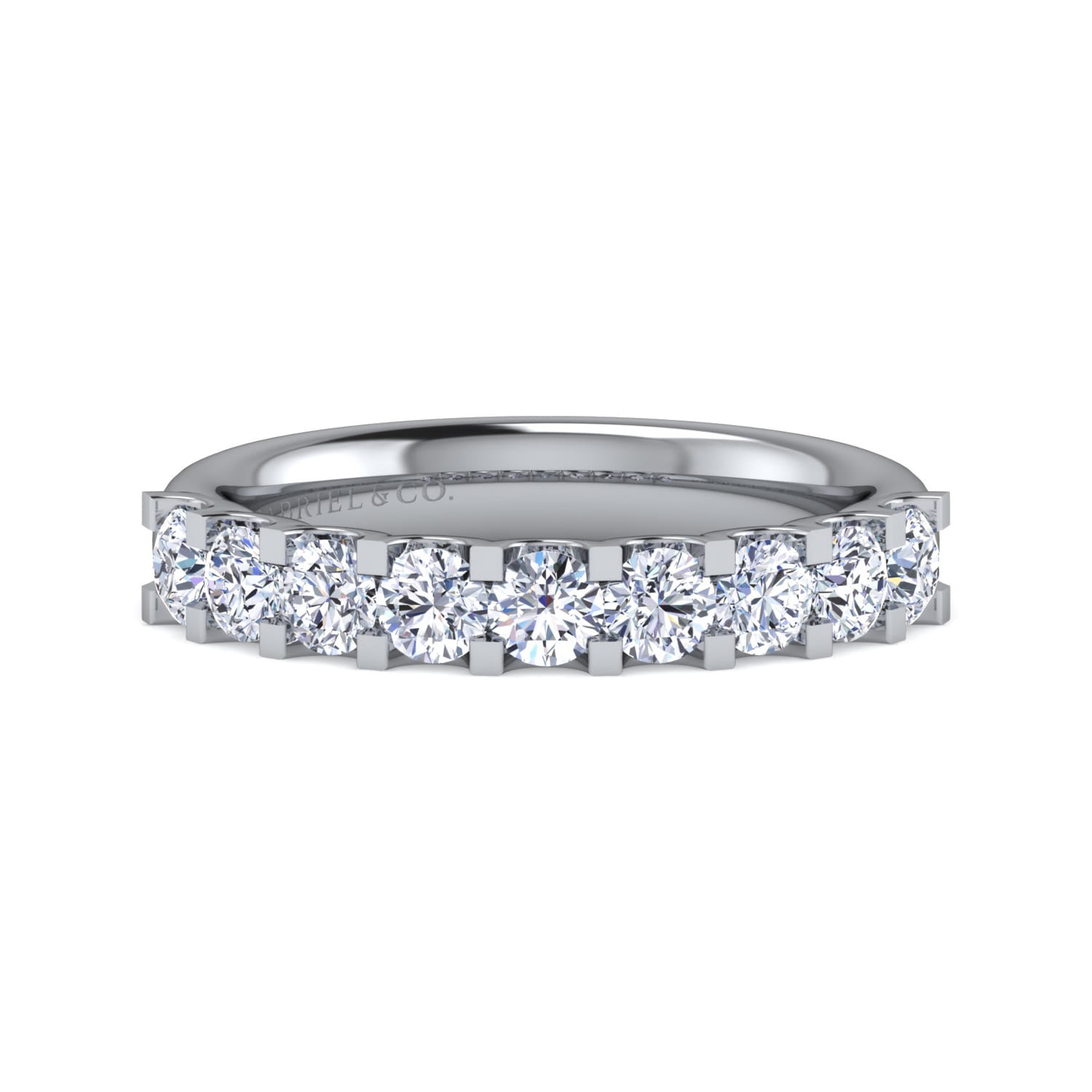 Straight Wedding Ring in 14k White Gold with Round Natural Diamond at Gabriel & Co. - Shot 1