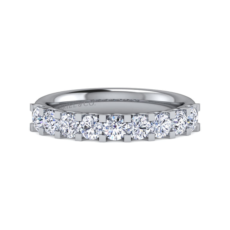 Straight Wedding Ring in 14k White Gold with Round Natural Diamond at Gabriel & Co. - Shot 1
