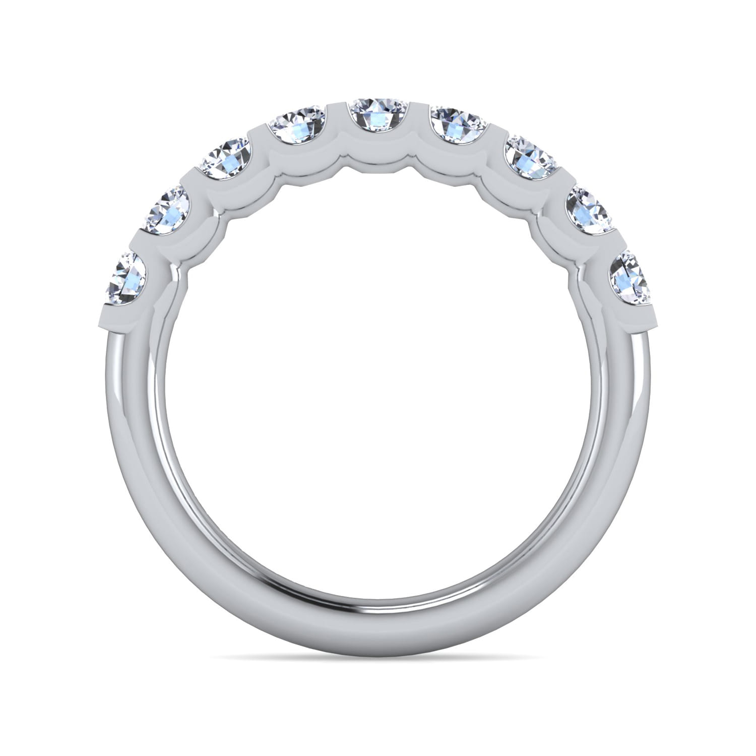 Straight Wedding Ring in 14k White Gold with Round Natural Diamond at Gabriel & Co. - Shot 2