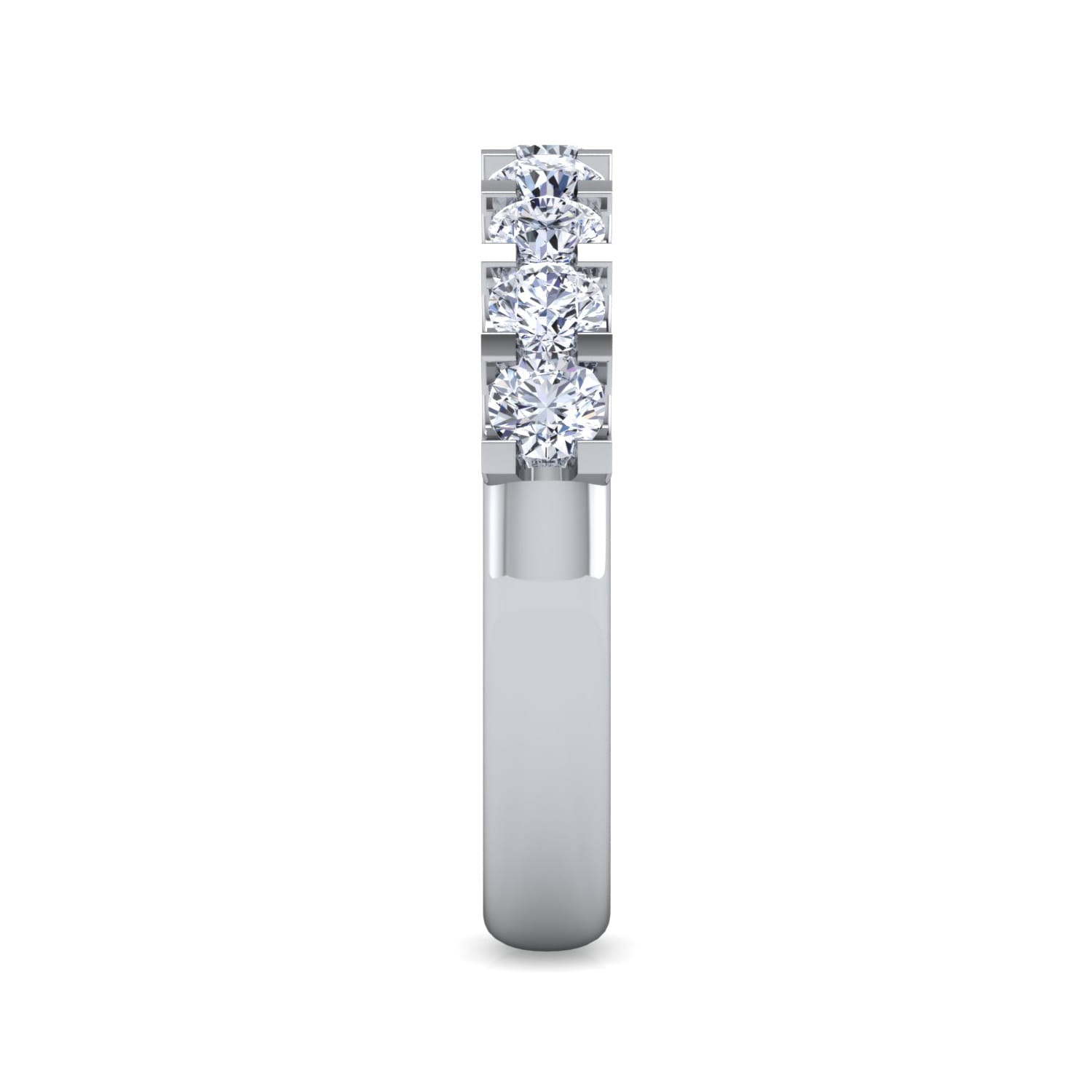 Straight Wedding Ring in 14k White Gold with Round Natural Diamond at Gabriel & Co. - Shot 4