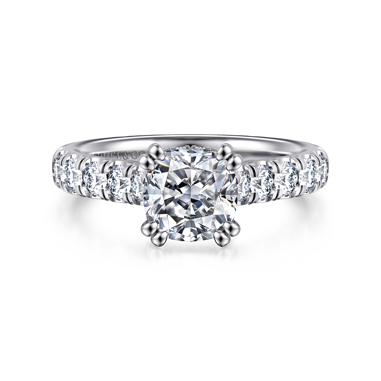 Sarita - 14K White Gold Cushion Cut Diamond Engagement Ring