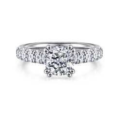 Sarita - 14K White Gold Cushion Cut Diamond Engagement Ring