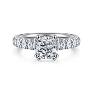 Sarita - 14K White Gold Cushion Cut Diamond Engagement Ring