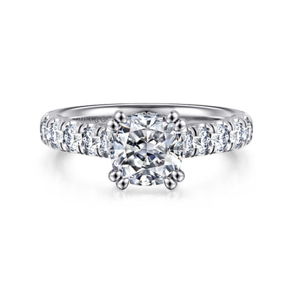 Sarita - 14K White Gold Cushion Cut Diamond Engagement Ring