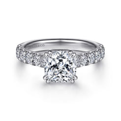 Sarita - 14K White Gold Cushion Cut Diamond Engagement Ring