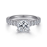 Sarita - 14K White Gold Cushion Cut Diamond Engagement Ring