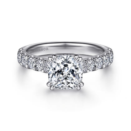 Sarita - 14K White Gold Cushion Cut Diamond Engagement Ring