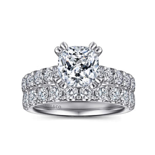 Sarita - 14K White Gold Cushion Cut Diamond Engagement Ring